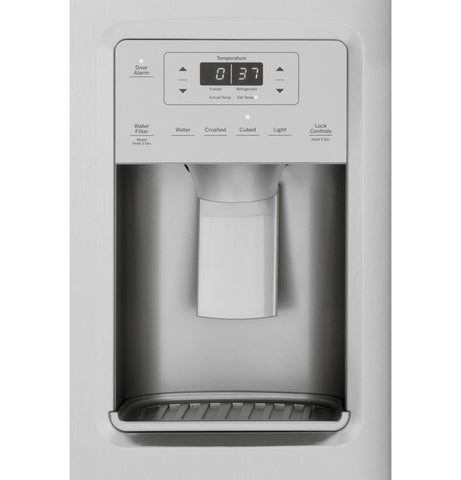 Refrigerator of model GZS22IYNFS. Image # 3: GE® 21.8 Cu. Ft. Counter-Depth Fingerprint Resistant Side-By-Side Refrigerator