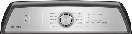 Dryer of model PTD60EBPRDG. Image # 6: GE Profile™ 7.4 cu. ft. Capacity aluminized alloy drum Electric Dryer with Sanitize Cycle and Sensor Dry