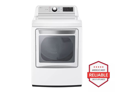 Dryer of model DLE7400WE. Image # 1: LG -7.3 cu. ft. Ultra Large Capacity Smart wi-fi Enabled Rear Control Electric Dryer with EasyLoad™ Door ***
