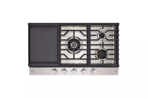 Cooktop of model CBGS3628S. Image # 2: LG STUDIO 36” UltraHeat™ Gas Cooktop with EasyClean® ***