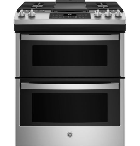 Range of model JGSS86SPSS. Image # 1: GE® 30" Slide-In Front Control Gas Double Oven Range