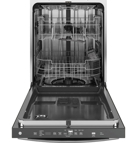 Dishwasher of model GDT650SYVFS. Image # 4: GE® ENERGY STAR® FINGERPRINT RESISTANT TOP CONTROL WITH STAINLESS STEEL INTERIOR DISHWASHER WITH SANITIZE CYCLE